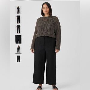 Eileen Fisher Plus Size 2X Black Organic Linen Trouser Pant